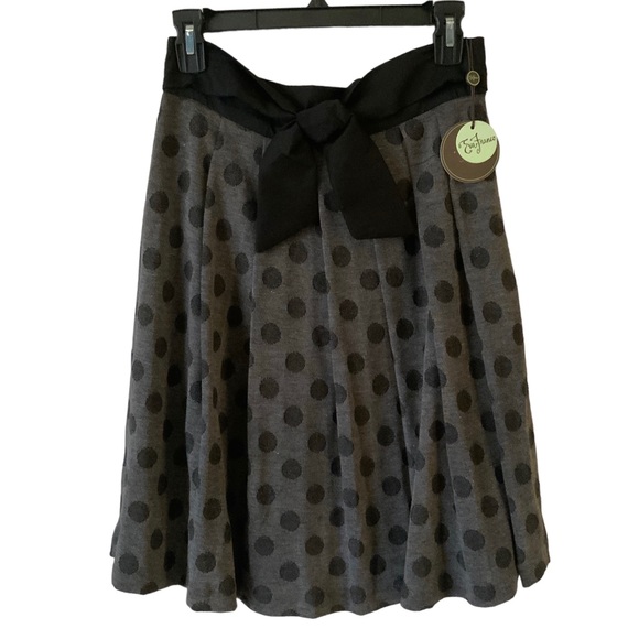 Eva Franco Polkadot Knit Pleated Circle Skater Skirt - Picture 1 of 10
